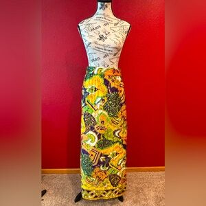 Vintage 1960s 1970s “Century” Multicolored Patterned Maxi Skirt 100% Acetate